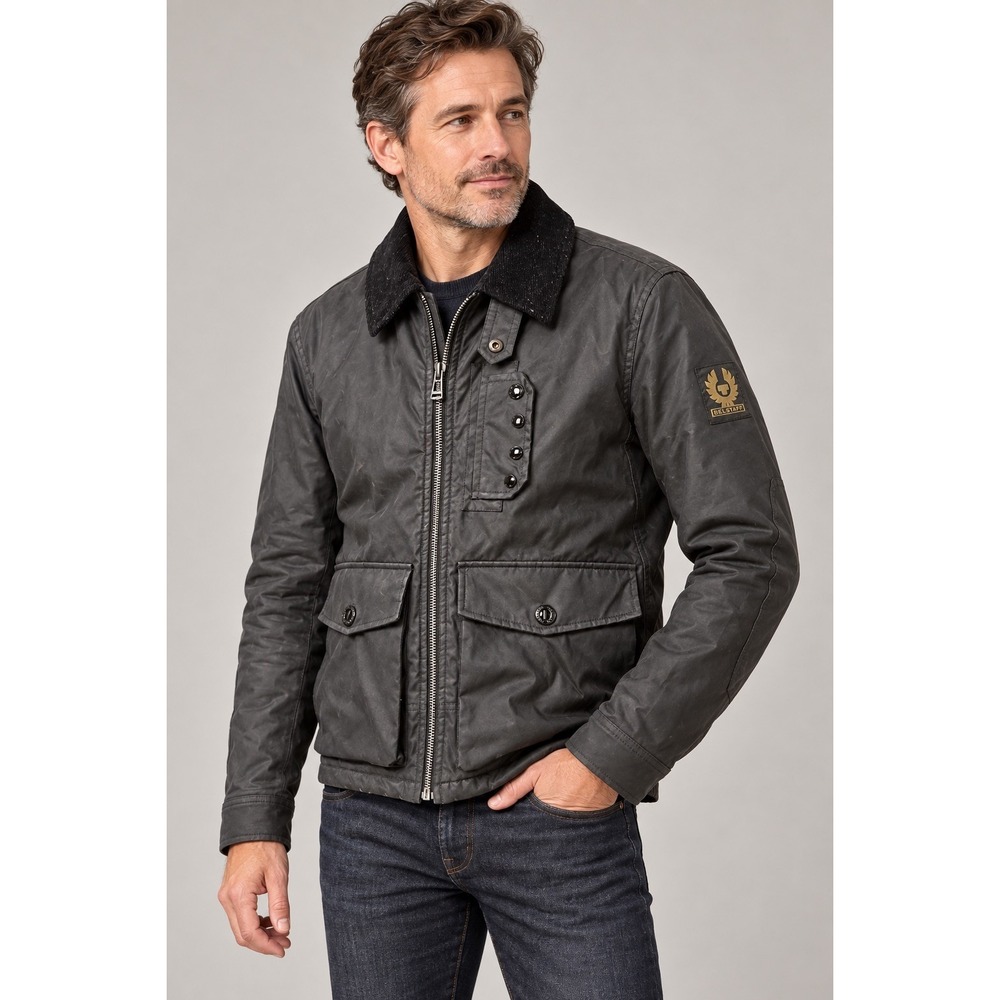 Belstaff Roberts 2.0 Motorcycle Waxed Cotton Black Jacket Mens Sz Med